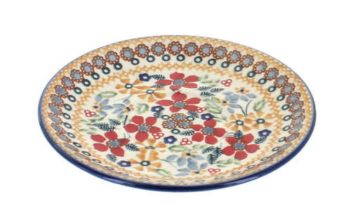 Polish Pottery Red Daisy Saucer