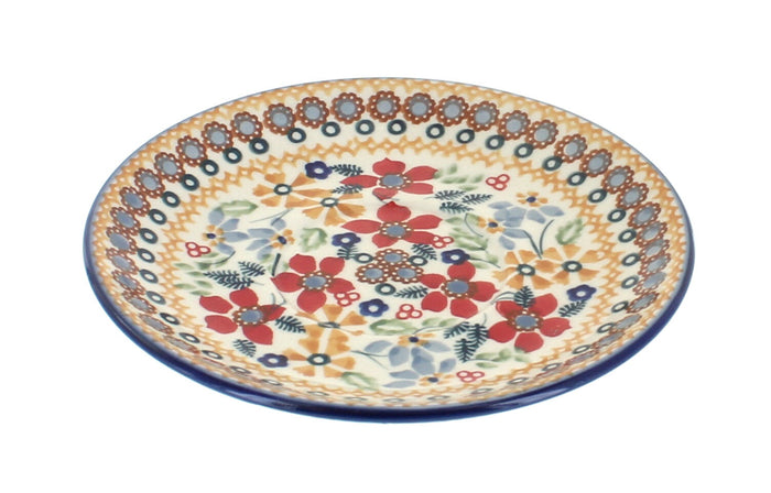 Polish Pottery Red Daisy Saucer