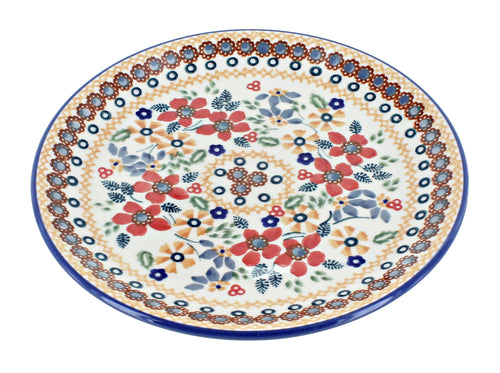 Polish Pottery Red Daisy Dessert Plate