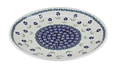 Polish Pottery Blue Daisy Dinner Plate