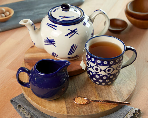 Cobalt Cream & Sugar Set Polish Pottery