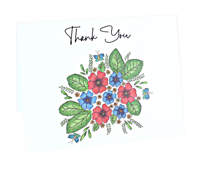 Floral Butterfly Thank You Card Polish Pottery