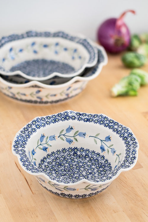Tulip 3 Piece Scallop Serving Set Polish Pottery