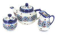 Polish Pottery Scarlett 3 Piece Tea Set