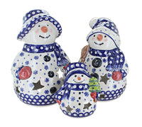 Polish Pottery Snowflake Snowman Luminary Set