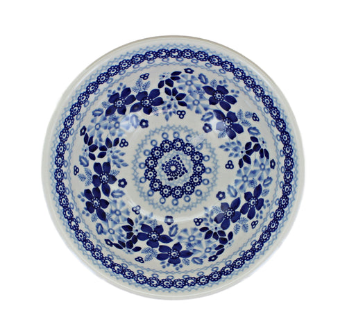 Vintage Blue Daisy Cereal/Soup Bowl Polish Pottery