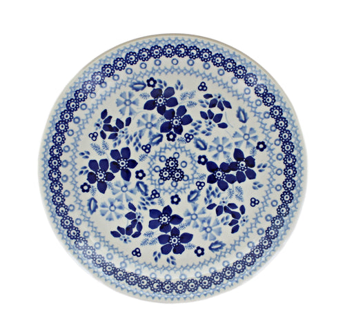 Vintage Blue Daisy Dessert Plate Polish Pottery