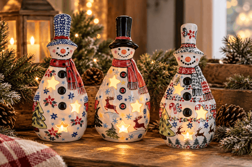 Winter Bouquet Tall Snowman Luminary
