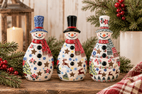 Winter Bouquet Tall Snowman Luminary