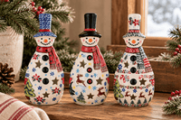 Winter Bouquet Tall Snowman Luminary
