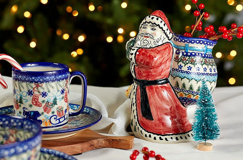Holiday Pine Santa Claus Polish Pottery