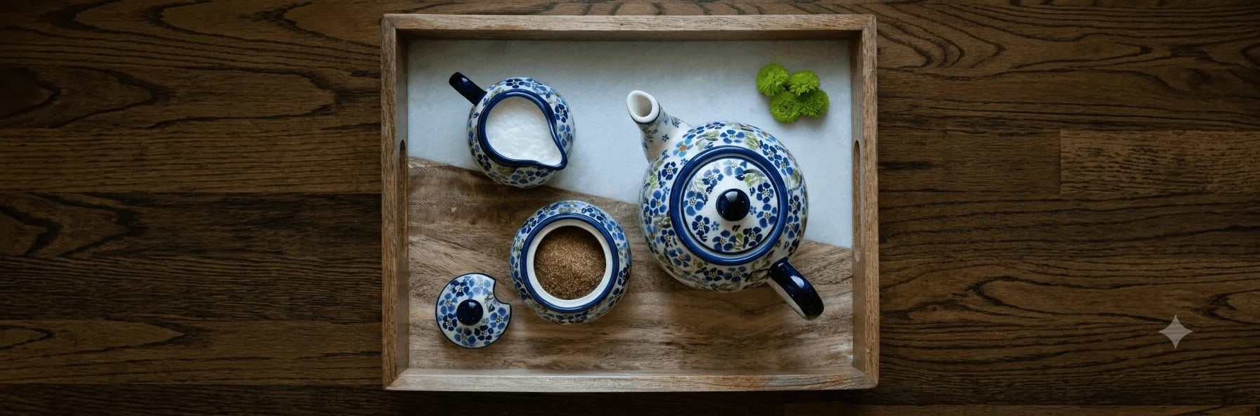 Polish Pottery Vintage Violets Tea Set