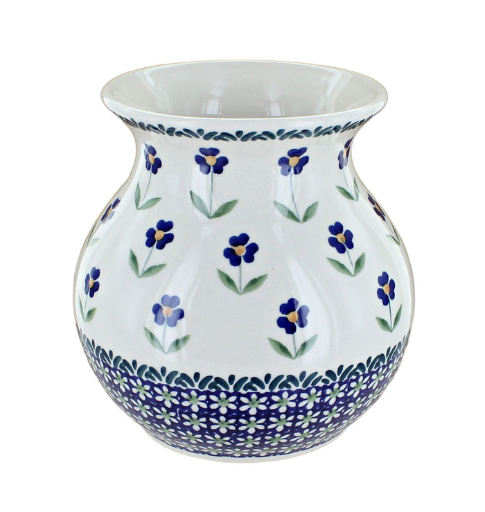 Polish Pottery Blue Daisy Medium Vase