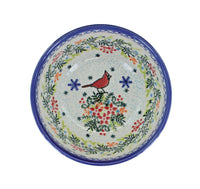 Winter Cardinal Dessert Bowl Polish Pottery