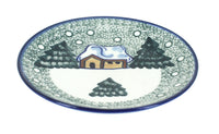 Polish Pottery Winter Forest Dessert Plate - Green