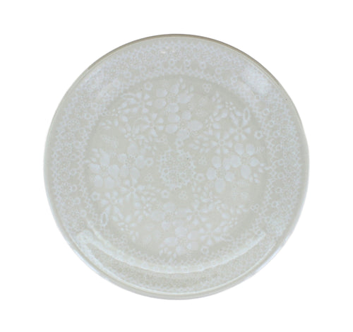 White Lace Dessert Plate Polish Pottery