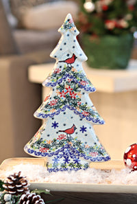 Winter Cardinal Flat Christmas Tree Polish Pottery