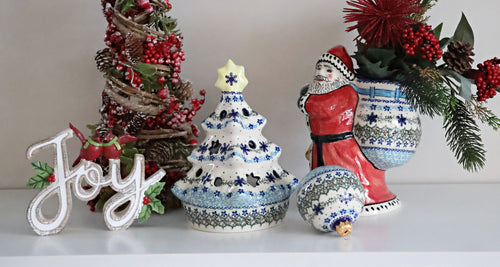 Winter Celebration Christmas Tree Luminary Polish Pottery