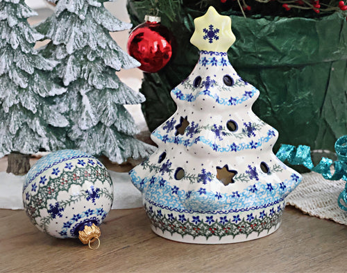 Winter Celebration Christmas Tree Luminary Polish Pottery
