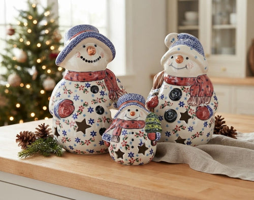 Winter Bouquet Snowman Luminary Set