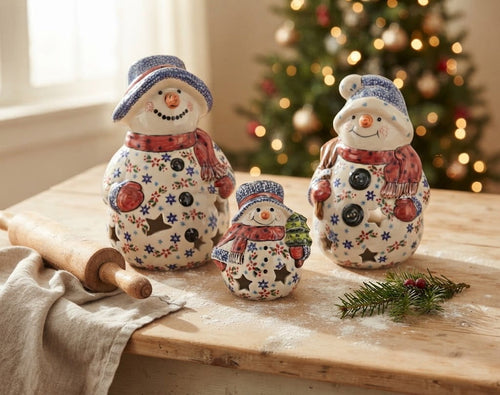 Winter Bouquet Snowman Luminary Set