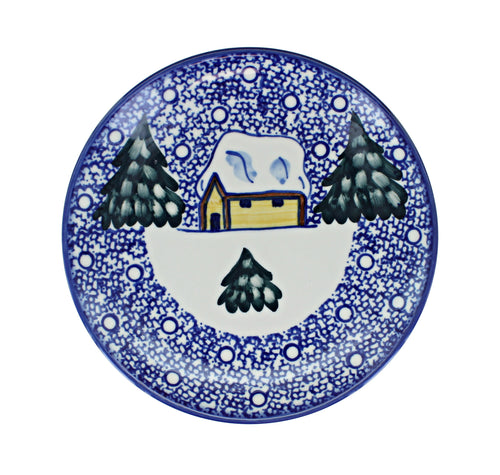 Winter Forest Dessert Plate Polish Pottery
