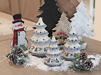 Winter Bells Small Christmas Tree Luminary Polish Pottery