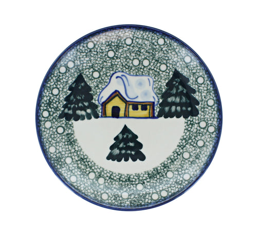 Winter Forest Dessert Plate - Green Polish Pottery