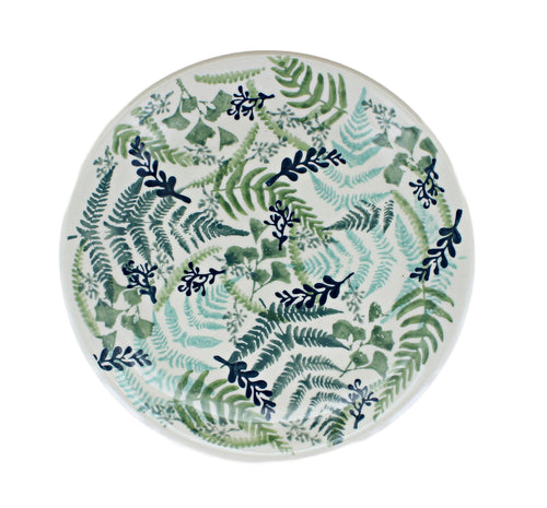 Woodland Fern Dessert Plate Polish Pottery