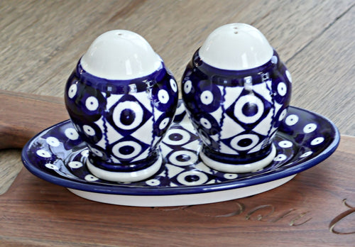Xena Salt & Pepper Shakers with Plate Polish Pottery