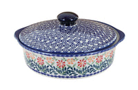 Polish Pottery Garden Bouquet Round Baker with Lid