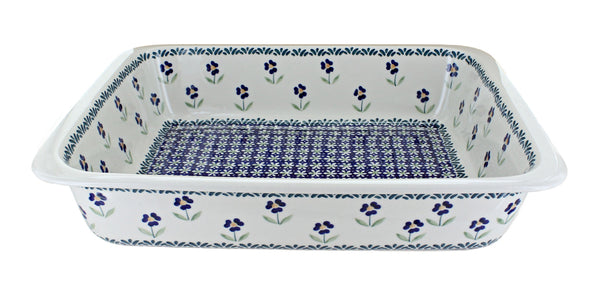 Blue Daisy Large Rectangular Baker