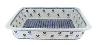 Polish Pottery Blue Daisy Large Rectangular Baker