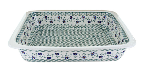 Polish Pottery Sage Floral Large Rectangular Baker