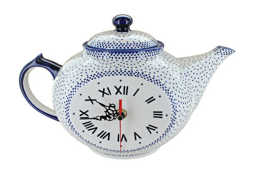 Polish Pottery Small Dots Mantle Teapot Clock