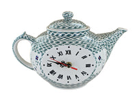 Polish Pottery Sage Floral Mantle Teapot Clock