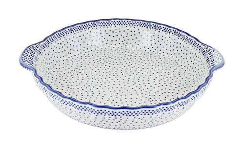 Polish Pottery Small Dots Pie Plate with Handles