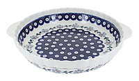 Polish Pottery Blue Violet Pie Plate With Handles