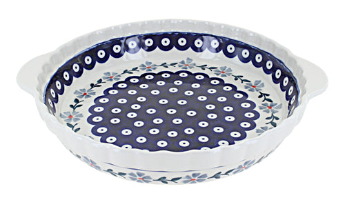 Polish Pottery Blue Violet Pie Plate With Handles