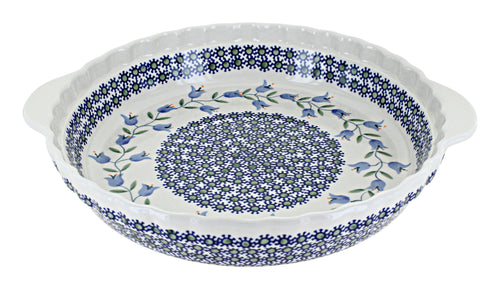 Polish Pottery Tulip Pie Plate With Handles