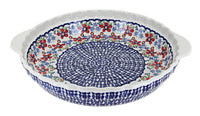 Polish Pottery Red Poppy Pie Plate With Handles