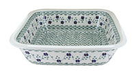 Polish Pottery Sage Floral Large Square Baker