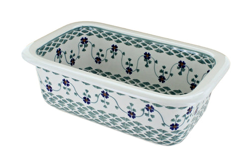 Polish Pottery Sage Floral Loaf Baker