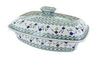 Polish Pottery Sage Floral Covered Baker