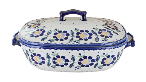 Polish Pottery Sunflower Roaster with Lid