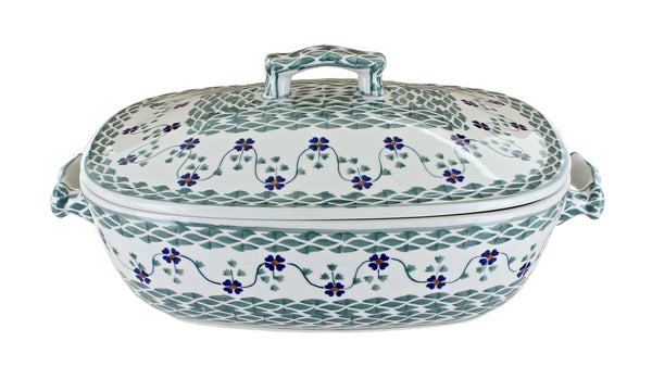 Sage Floral Roaster with Lid