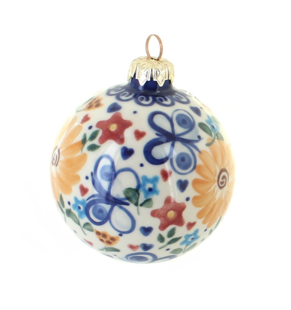 Blue Rose Polish Pottery | Butterfly Large Christmas Ball