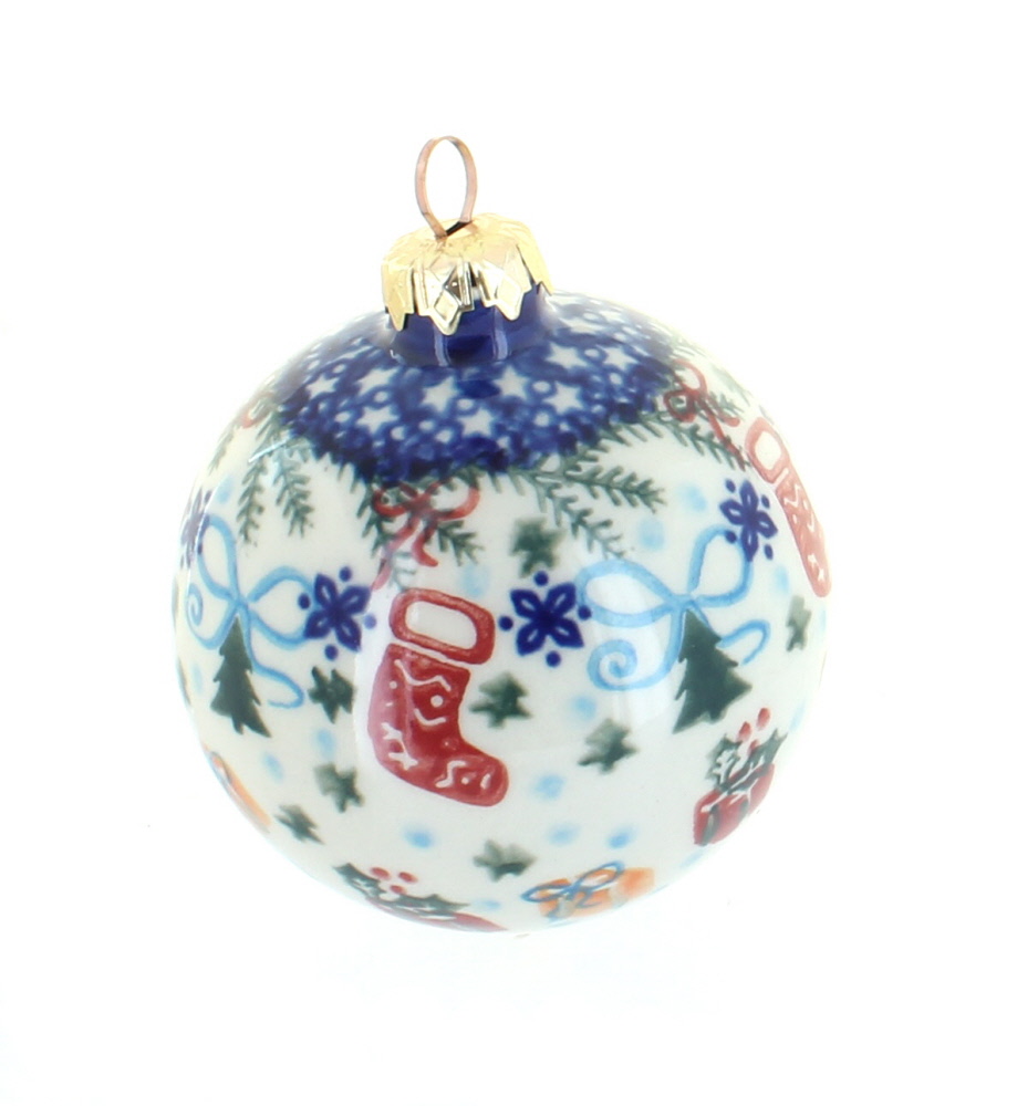 Blue Rose Polish Pottery | Christmas Bounty Large Christmas Ball