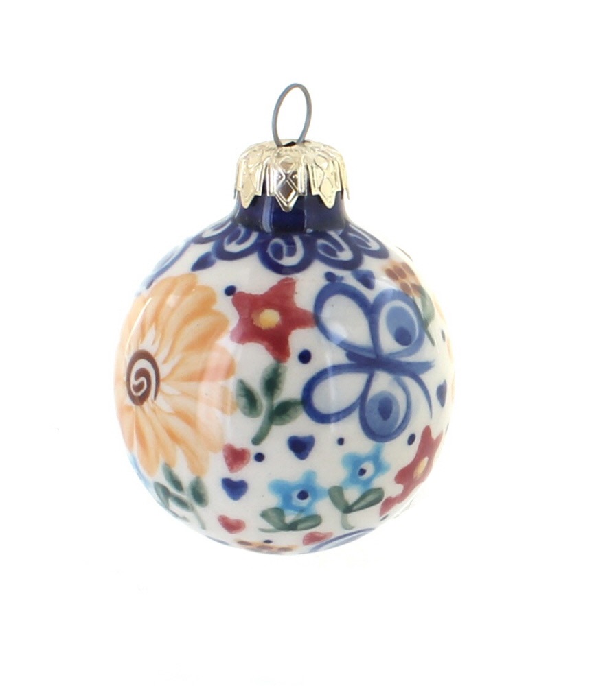 Blue Rose Polish Pottery | Butterfly Small Christmas Ball