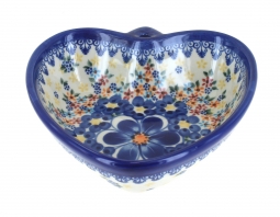 Blue Dahlia Heart Bowl